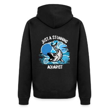 Aquarium Aquarianer Fische Zierfische Aquaristik - Unisex Premium Bio Zip Hoodie - Schwarz - Hinten - Nico (187cm)