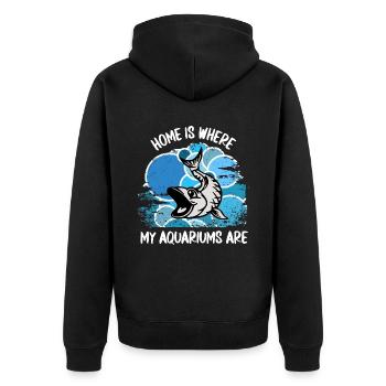 Aquarium Aquarianer Fische Zierfische Aquaristik - Unisex Premium Bio Zip Hoodie - Schwarz - Hinten - Nico (187cm)