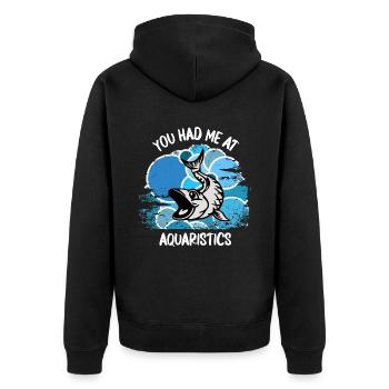 Aquarium Aquarianer Fische Zierfische Aquaristik - Unisex Premium Bio Zip Hoodie - Schwarz - Hinten - Nico (187cm)