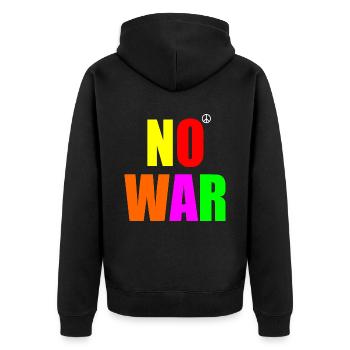 No war - Unisex Premium Organic Zip Hoodie - black - Back - Nico (187cm)