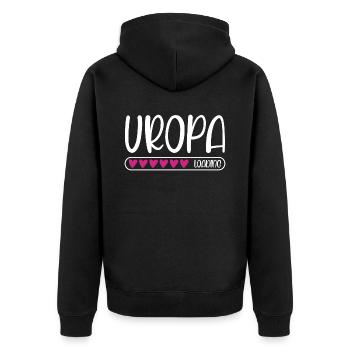 Uropa loading - Unisex Premium Bio Zip Hoodie - Schwarz - Hinten - Nico (187cm)
