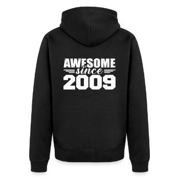 Né en 2009 Vintage Cadeau Anniversaire Rétro 2009 - Veste à capuche bio Premium Unisexe - noir - Dos - Nico (187cm)