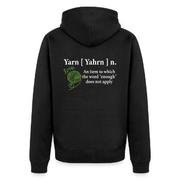 Garn Substantiv Definition Lustig Stricken häkeln stricken - Unisex Premium Bio Zip Hoodie - Schwarz - Hinten - Nico (187cm)
