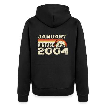 January 2004 Vintage Birthday 2004, Born in 2004 - Unisex Premium Organic Zip Hoodie - black - Back - Nico (187cm)
