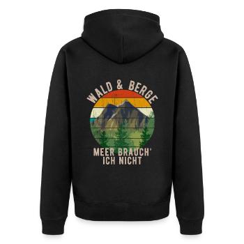 Wald Berge Wandern Spaziergang Wälder Berg - Unisex Premium Bio Zip Hoodie - Schwarz - Hinten - Nico (187cm)