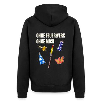 Ohne Feuerwerk Ohne Mich - Unisex Premium Bio Zip Hoodie - Schwarz - Hinten - Nico (187cm)