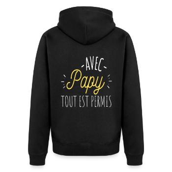 T shirt papy avec papy tout est permis cadeau - Veste à capuche bio Premium Unisexe - noir - Dos - Nico (187cm)