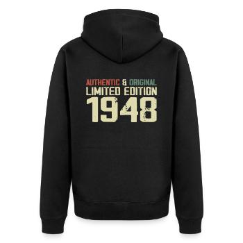 1948 Birthday Gift 1948 Vintage 1948 Retro - Unisex Premium Organic Zip Hoodie - black - Back - Nico (187cm)