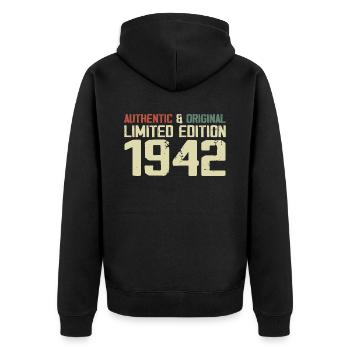 1942 Birthday Gift 1942 Vintage 1942 Retro - Unisex Premium Organic Zip Hoodie - black - Back - Nico (187cm)