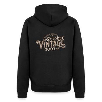 October Birthday Gift | Born in October 2007 - Unisex Premium Organic Zip Hoodie - black - Back - Nico (187cm)
