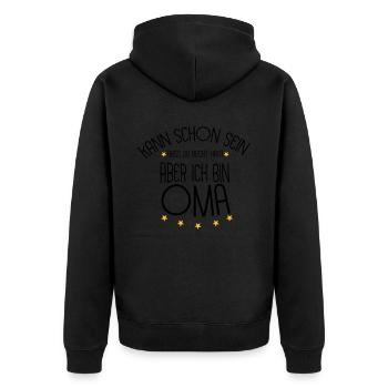 Oma - Unisex Premium Bio Zip Hoodie - Schwarz - Hinten - Nico (187cm)