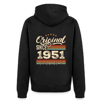 Original 1951 Vintage - Cadeau D’anniversaire 1951 - Veste à capuche bio Premium Unisexe - noir - Dos - Nico (187cm)