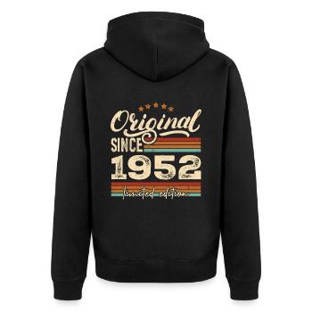 Original 1952 Jahrgang - 1952 Geburtstagsgeschenk - Unisex Premium Bio Zip Hoodie - Schwarz - Hinten - Nico (187cm)