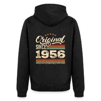 Original 1956 Jahrgang - 1956 Geburtstagsgeschenk - Unisex Premium Bio Zip Hoodie - Schwarz - Hinten - Nico (187cm)
