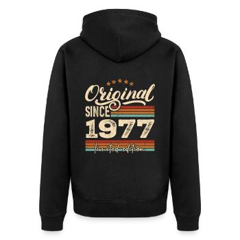 Original 1977 Vintage - Cadeau D’anniversaire 1977 - Veste à capuche bio Premium Unisexe - noir - Dos - Nico (187cm)