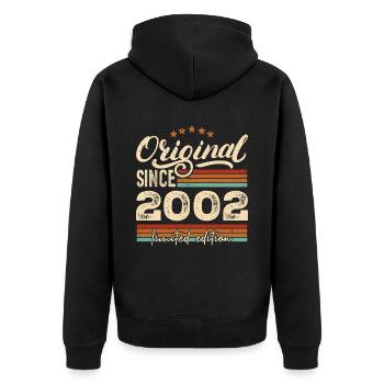 Original 2002 Vintage - 2002 Birthday Gift - Unisex Premium Organic Zip Hoodie - black - Back - Nico (187cm)