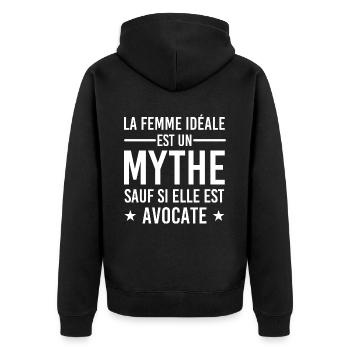 Femme Idéale est Avocate - Cadeau Humour Avocate - Veste à capuche bio Premium Unisexe - noir - Dos - Nico (187cm)