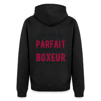 Not perfect but boxer - Unisex Premium Organic Zip Hoodie - black - Back - Nico (187cm)