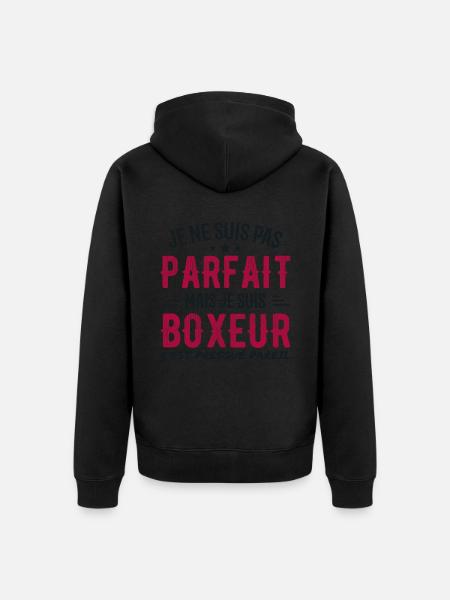 Not perfect but boxer - Unisex Premium Organic Zip Hoodie - black