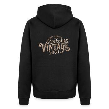Oktober Geburtstagsgeschenk | Geboren im Oktober 1961 - Unisex Premium Bio Zip Hoodie - Schwarz - Hinten - Nico (187cm)