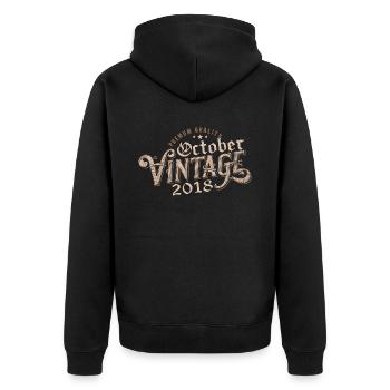 Octobre Cadeau D'anniversaire | Né en Octobre 2018 - Veste à capuche bio Premium Unisexe - noir - Dos - Nico (187cm)