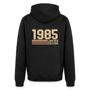 Jahrgang 1985 Geburtstag - Geschenk 1985 Jahrgang 1985 - Unisex Premium Bio Zip Hoodie - Schwarz - Hinten - Nico (187cm)