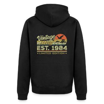 Birthday May 1984, born in May 1984 - May 1984 - Unisex Premium Organic Zip Hoodie - black - Back - Nico (187cm)