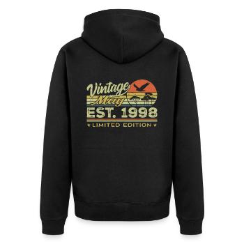 Geburtstag Mai 1998, geboren im Mai 1998 - Mai 1998 - Unisex Premium Bio Zip Hoodie - Schwarz - Hinten - Nico (187cm)