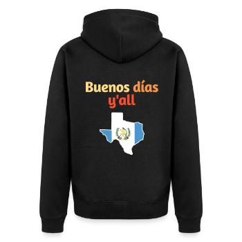 Guatemaltekisch-texanisches Design für Einwanderer - Unisex Premium Bio Zip Hoodie - Schwarz - Hinten - Nico (187cm)