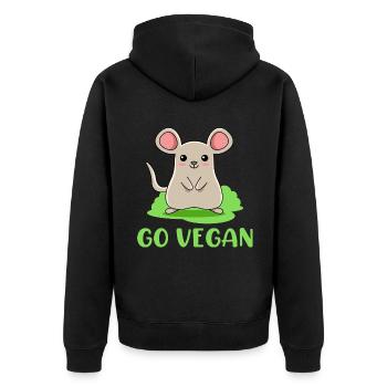 Design de souris pour les fiers végétaliens - Veste à capuche bio Premium Unisexe - noir - Dos - Nico (187cm)