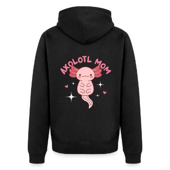 Axolotl Mom Design für Axolotl-Liebhaber - Unisex Premium Bio Zip Hoodie - Schwarz - Hinten - Nico (187cm)