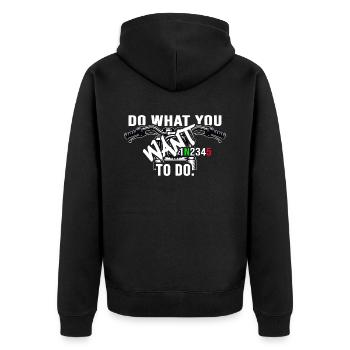 Motorrad motor-biker Motorradfahrer - Unisex Premium Bio Zip Hoodie - Schwarz - Hinten - Nico (187cm)