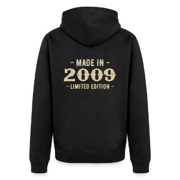 Vintage 2009 Limited Edition Gift 2009 - Unisex Premium Organic Zip Hoodie - black - Back - Nico (187cm)