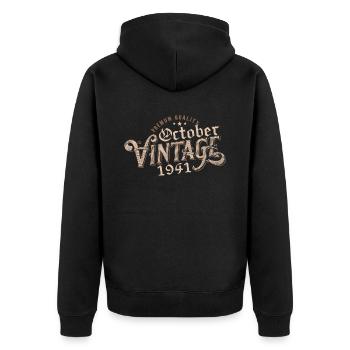 Oktober Geburtstagsgeschenk | Geboren im Oktober 1941 - Unisex Premium Bio Zip Hoodie - Schwarz - Hinten - Nico (187cm)