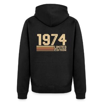Né en 1974 anniversaire - Cadeau 1974 Vintage 1974 - Veste à capuche bio Premium Unisexe - noir - Dos - Nico (187cm)