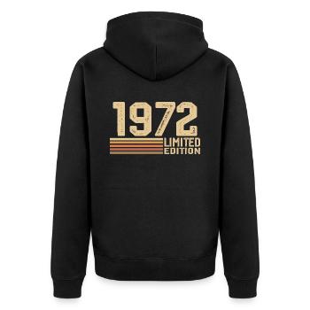 Né en 1972 anniversaire - Cadeau 1972 Vintage 1972 - Veste à capuche bio Premium Unisexe - noir - Dos - Nico (187cm)