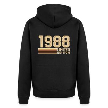 Jahrgang 1988 Geburtstag - 1988 Jahrgang 1988 Geschenk - Unisex Premium Bio Zip Hoodie - Schwarz - Hinten - Nico (187cm)