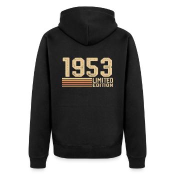 Né en 1953 anniversaire - Cadeau 1953 Vintage 1953 - Veste à capuche bio Premium Unisexe - noir - Dos - Nico (187cm)