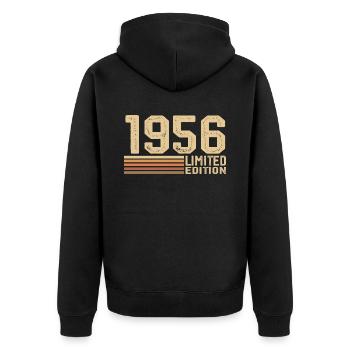 Jahrgang 1956 Geburtstag - Geschenk 1956 Jahrgang 1956 - Unisex Premium Bio Zip Hoodie - Schwarz - Hinten - Nico (187cm)
