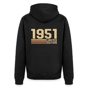 Né en 1951 anniversaire - Cadeau 1951 Vintage 1951 - Veste à capuche bio Premium Unisexe - noir - Dos - Nico (187cm)