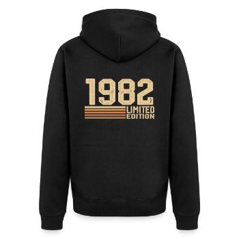 Jahrgang 1982 Geburtstag - Geschenk 1982 Jahrgang 1982 - Unisex Premium Bio Zip Hoodie - Schwarz - Hinten - Nico (187cm)