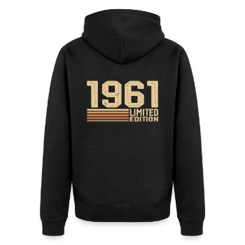 Born in 1961 Birthday - Gift 1961 Vintage 1961 - Unisex Premium Organic Zip Hoodie - black - Back - Nico (187cm)