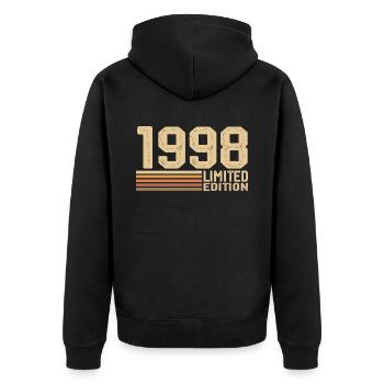 Né en 1998 anniversaire - Cadeau 1998 Vintage 1998 - Veste à capuche bio Premium Unisexe - noir - Dos - Nico (187cm)