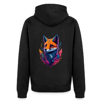 abstract fox - Unisex Premium Organic Zip Hoodie - black - Back - Nico (187cm)