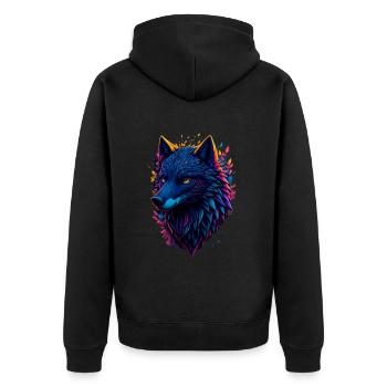 colorful abstract wolf - Unisex Premium Organic Zip Hoodie - black - Back - Nico (187cm)