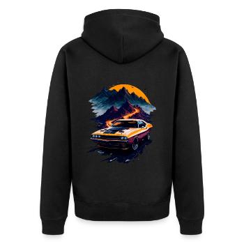 Klassischer Sportwagen - Unisex Premium Bio Zip Hoodie - Schwarz - Hinten - Nico (187cm)