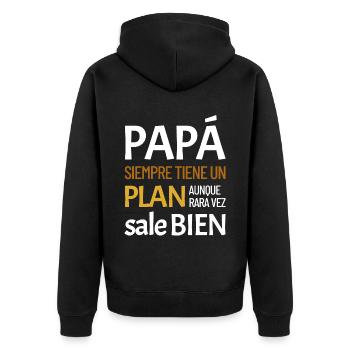 Papa a toujours un plan - Veste à capuche bio Premium Unisexe - noir - Dos - Nico (187cm)