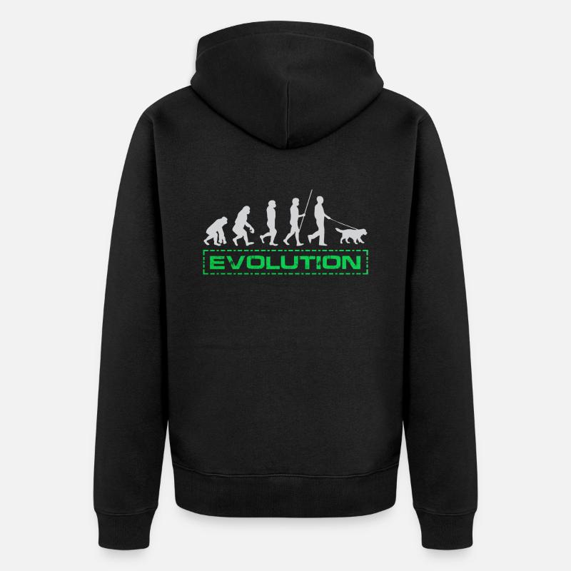HUNDE EVOLUTION! Lustiges Hunde T-Shirt - Unisex Premium Bio Zip Hoodie - Schwarz