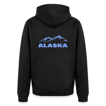 ALASKA - Unisex Premium Bio Zip Hoodie - Schwarz - Hinten - Nico (187cm)