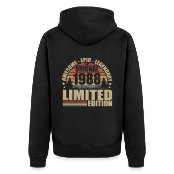 1988 Geburtstag 1988 Vintage Outfit 1988 Hemd - Unisex Premium Bio Zip Hoodie - Schwarz - Hinten - Nico (187cm)